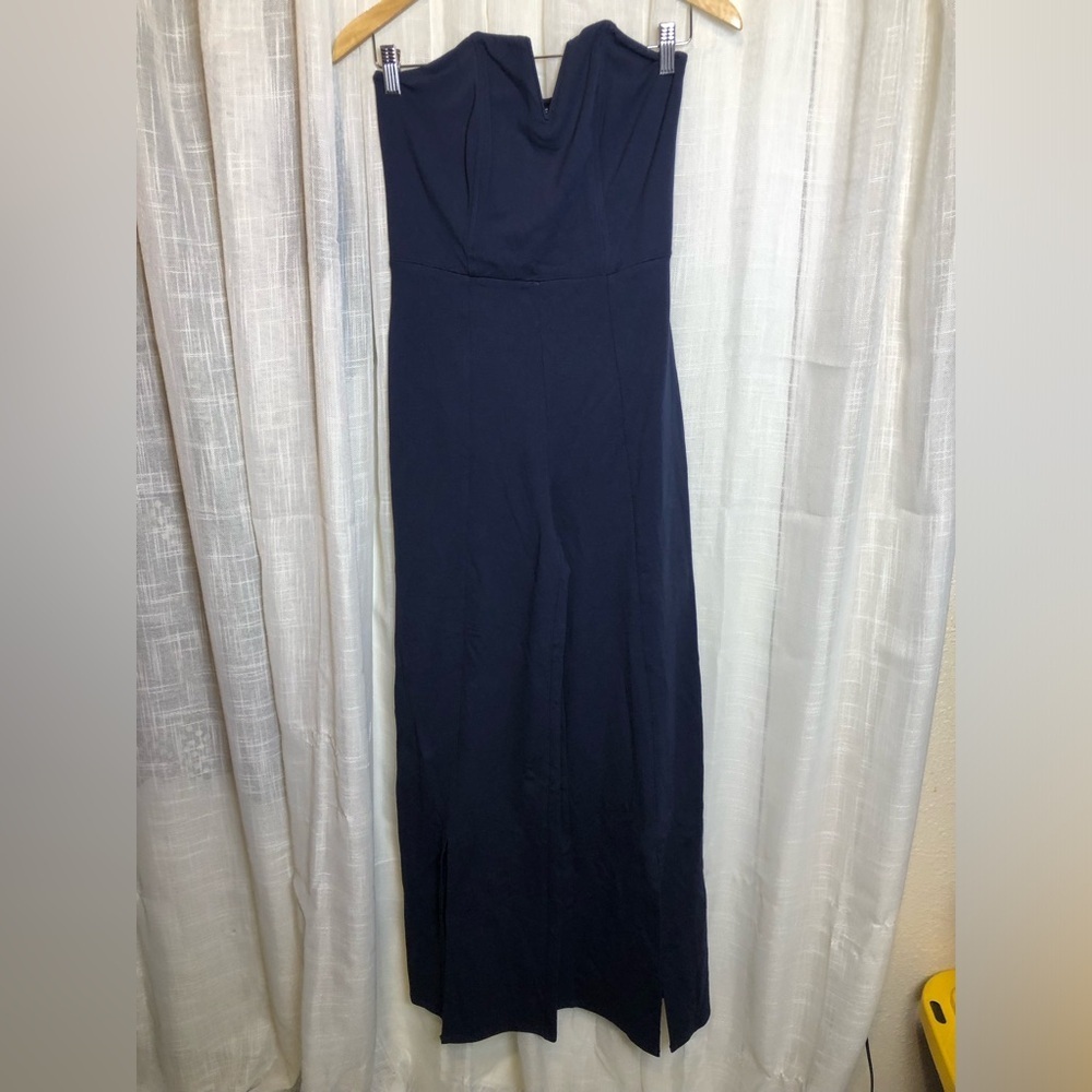 VENUS Navy Blue Strapless Jumpsuit - Picture 2 of 16